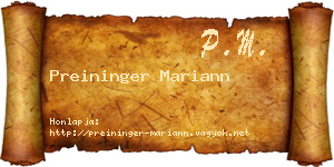 Preininger Mariann névjegykártya